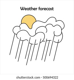 A cloud with rain. Linear icon. Silhouette. 