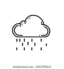 Cloud Rain Minimal Line Art Drawing