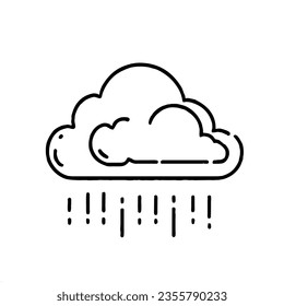 Cloud Rain Minimal Line Art Drawing