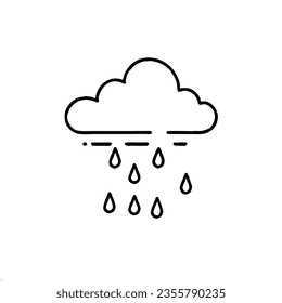 Cloud Rain Minimal Line Art Drawing