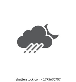 Cloud rain and moon vector icon symbol weather isolated on white background