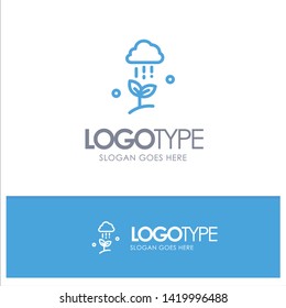 Cloud Rain, Cloud, Nature, Spring, Rain Blue outLine Logo with place for tagline