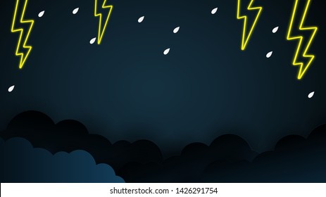 Cloud and rain on blue background heavy rain, rainy season sky and lightning, 