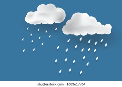 Cloud and rain on blue background, vector design