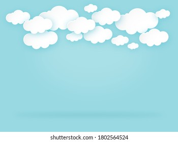 Wolkenregen auf blauem Hintergrund, klarer Himmel mit Wolke, Regenzeit, bewölkter Tag, Wettervorhersagekonzept, Vektorgrafik 