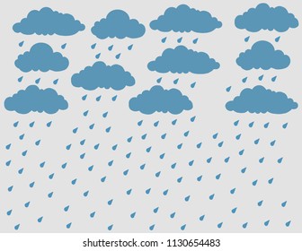 Cloud rain on gray background.