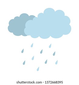Cloud and rain on white background