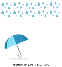 Cloud, rain and opened umbrella in the rain. Flat style vector illustration icon-vector