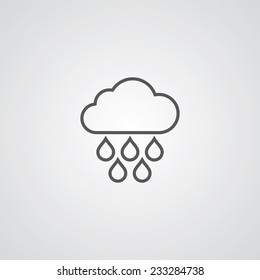 cloud rain outline thin symbol, dark on white background, logo editable, creative template 