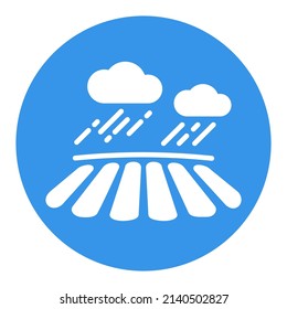 Cloud with rain over the field flat glyph icon. Agriculture sign. Graph symbol for your web site design, logo, app, UI. Vector illustration, EPS10.