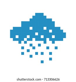 Cloud rain pixel art cartoon retro game style
