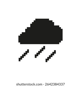 Cloud With Rain Pixel Art Icon. Weather Forecast, Rainy Day, And Precipitation Symbol. Meteorological Conditions. Isolated Vector Illustration.