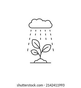 Cloud rain and plant icon line style icon, style isolated on white background