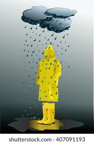 cloud, rain, raincoat, boots 