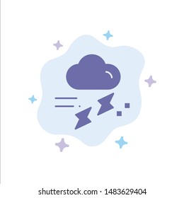 Cloud, Rain, Rainfall, Rainy, Thunder Blue Icon on Abstract Cloud Background