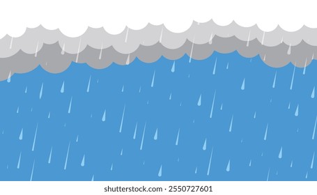 Cloud and rain, rainy season, monsoon season, weather nature. illustration of heavy rain. vector illustration