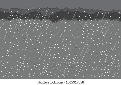 Cloud and rain, rainy season, weather nature background, Flood natural disaster, vector illustration.