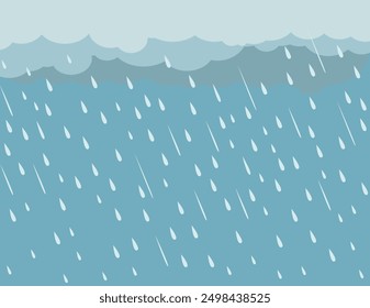 Cloud and rain, rainy season, weather nature background, Flood natural disaster, vector illustration.