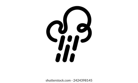 cloud and rain sign, black isolated silhouette
