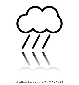 Cloud rain simple icon. Flat design. Black icon with mirror reflection. White background.ai