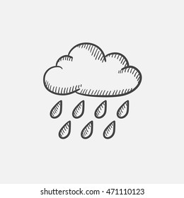 Cloud and rain sketch icon set for web, mobile and infographics. Hand drawn vector isolated icon.