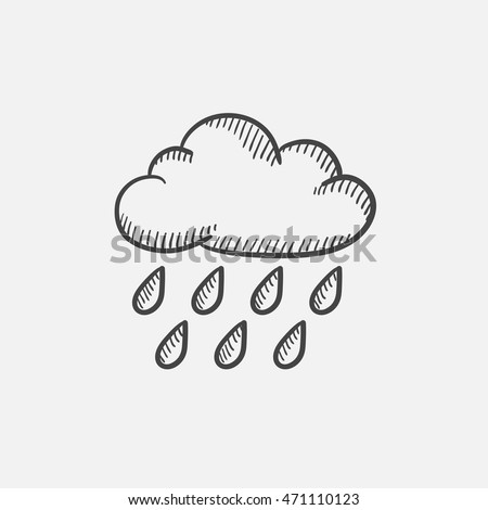 Cloud and rain sketch icon set for web, mobile and infographics. Hand drawn vector isolated icon.