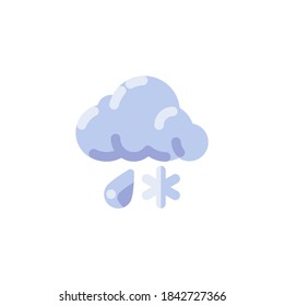 Bewölkt mit Regenschnee flach Symbol, Vektorsymbol, buntes Piktogramm einzeln auf Weiß. Symbol, Logo-Abbildung. Flaches Design