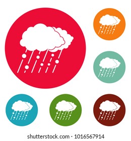 Cloud rain snow icons circle set vector isolated on white background