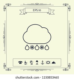Cloud rain snow line icon