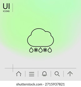 Icono de línea de nieve de lluvia de nube. Elemento para su diseño