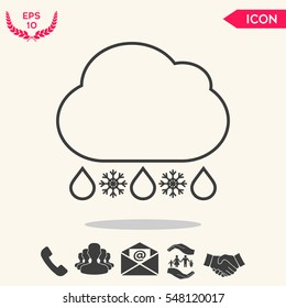 Cloud rain snow line icon