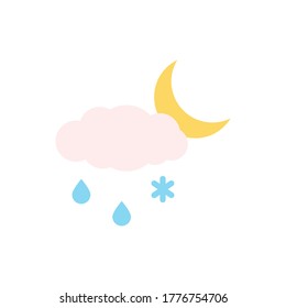 Cloud, rain, snow, moon icon. Simple color vector elements of forecast icons for ui and ux, website or mobile application