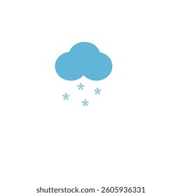 Cloud with rain and snow silhouette weather icon. Flat vector illustration. Blue symbols isolated on white background for print or web.