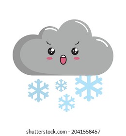 Cloud Rain Storm Kawaii Thunderstorm Cartoon  Illustration