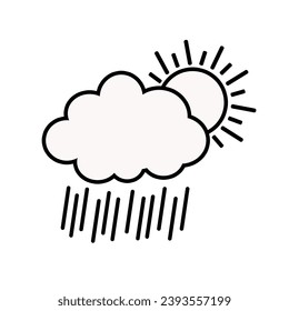 Cloud rain and sun icon isolated on white background. Vector illustration.