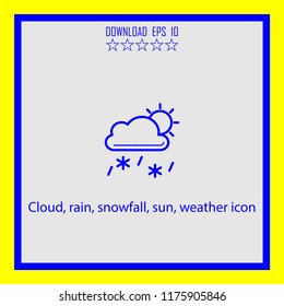 Cloud, rain, sun  line icon