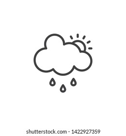 Cloud rain and sun line icon. linear style sign for mobile concept and web design. Sunny and rainy cloudy day outline vector icon. Forecast weather symbol, logo illustration. Vector graphics