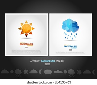 Cloud rain and sun silhouette icon polygon.Vector EPS 10 illustration.