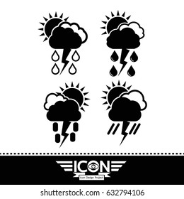 cloud rain sun thunder icon