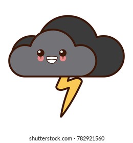 Cloud with rain symbol cute kawaii cartoon