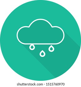 cloud rain symbol icon isolated with long shadow