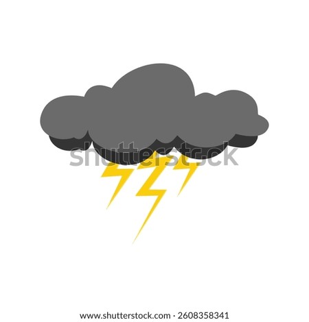 Cloud rain thunderstorm bad weather icon isolated on white background. Illustration of rain, shower, lightning thunder and thunderstorm stage