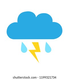 Cloud rain thunderstorm icon flat vector illustration  for infographic, website or app isolated isolated on white