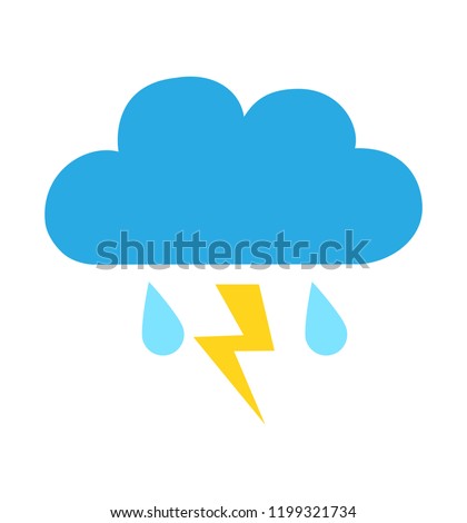 Cloud rain thunderstorm icon flat vector illustration  for infographic, website or app isolated isolated on white