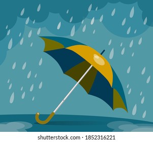 Cloud, rain, umbrella. Flat vector illustration
