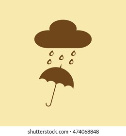 Cloud, Rain & Umbrella Icon.