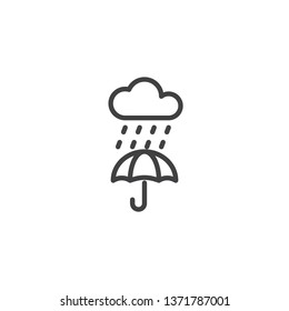 Cloud, Rain Umbrella line icon. linear style sign for mobile concept and web design. Rainy weather season outline vector icon. Symbol, logo illustration. Pixel perfect vector graphics