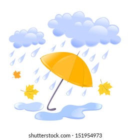 cloud, rain and umbrella. vector illustration