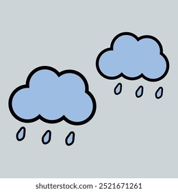 Nube con icono plano de Vector de lluvia. Nube aislada con ilustración de emoji de lluvia. Icono de color azul RGB de las duchas. Temporada de lluvias, pronóstico de Clima, meteorología. Fuerte precipitación atmosférica, aguacero.