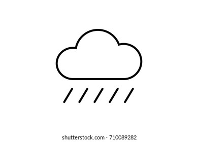 cloud with rain vector flat pictograph line icon stock design illustration isolated sign symbol. Editable move. 128x128 pixels.